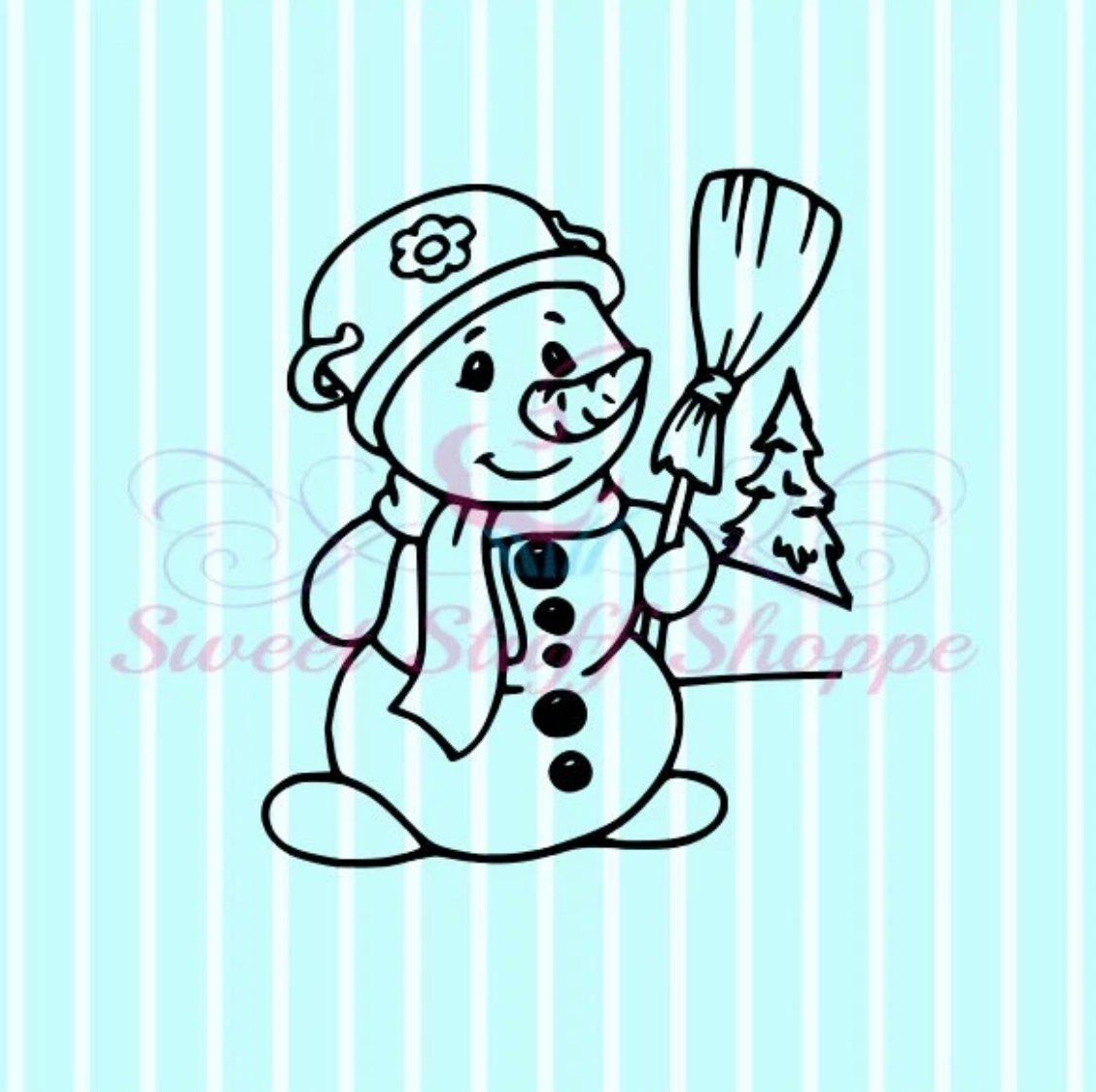 CUTE SNOWMAN PYO, Silk Screen, Cookie Silk Screen, Silk Screen Cookie Stencil, Mesh Stencil, Cookie Stencil, Custom Silk Screen