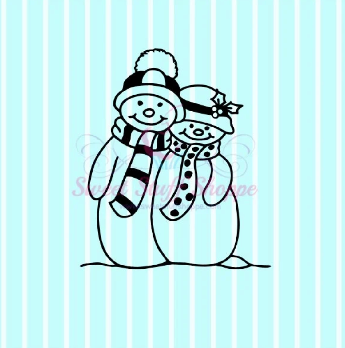 SNOWMAN COUPLE PYO Silk Screen, Cookie Silk Screen, Silk Screen Cookie Stencil, Mesh Stencil, Cookie Stencil, Custom Silk Screen