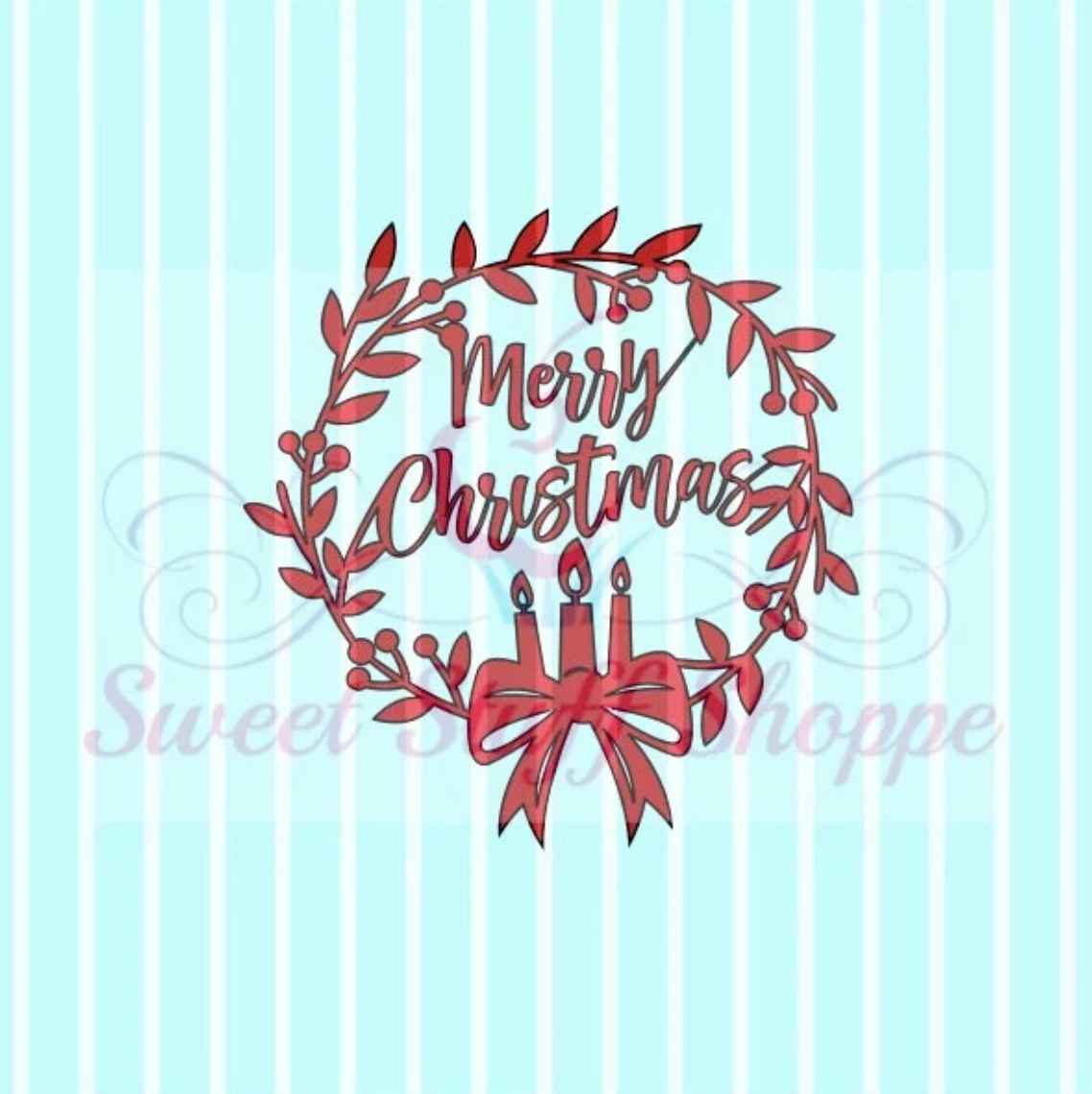 MERRY CHRISTMAS WREATH, Custom Cookie Silk Screen, Cookie Silk Screen, Silk Screen Cookie Stencil, Mesh Stencil, Cookie Stencil