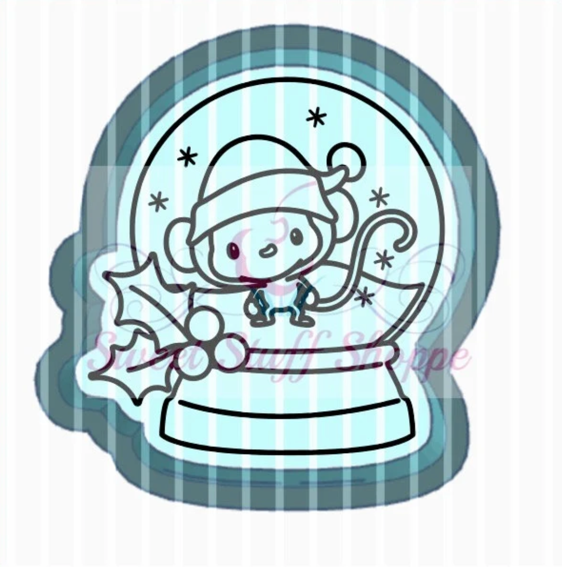 MOUSE SNOW Globe PYO Silk Screen, Cookie Silk Screen, Silk Screen Cookie Stencil, Mesh Stencil, Cookie Stencil, Custom Silk Screen