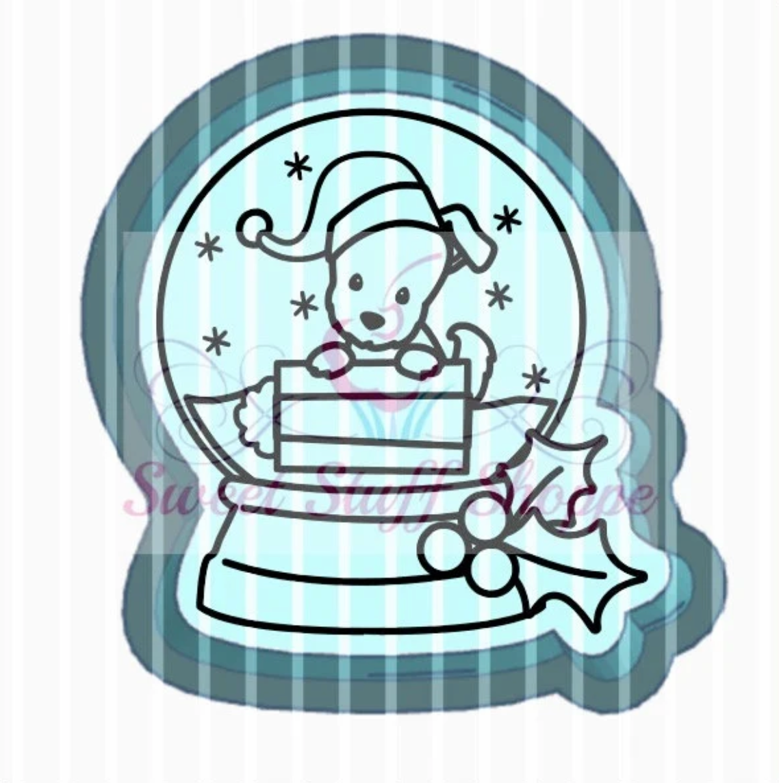 PUPPY SNOW Globe PYO Silk Screen, Cookie Silk Screen, Silk Screen Cookie Stencil, Mesh Stencil, Cookie Stencil, Custom Silk Screen