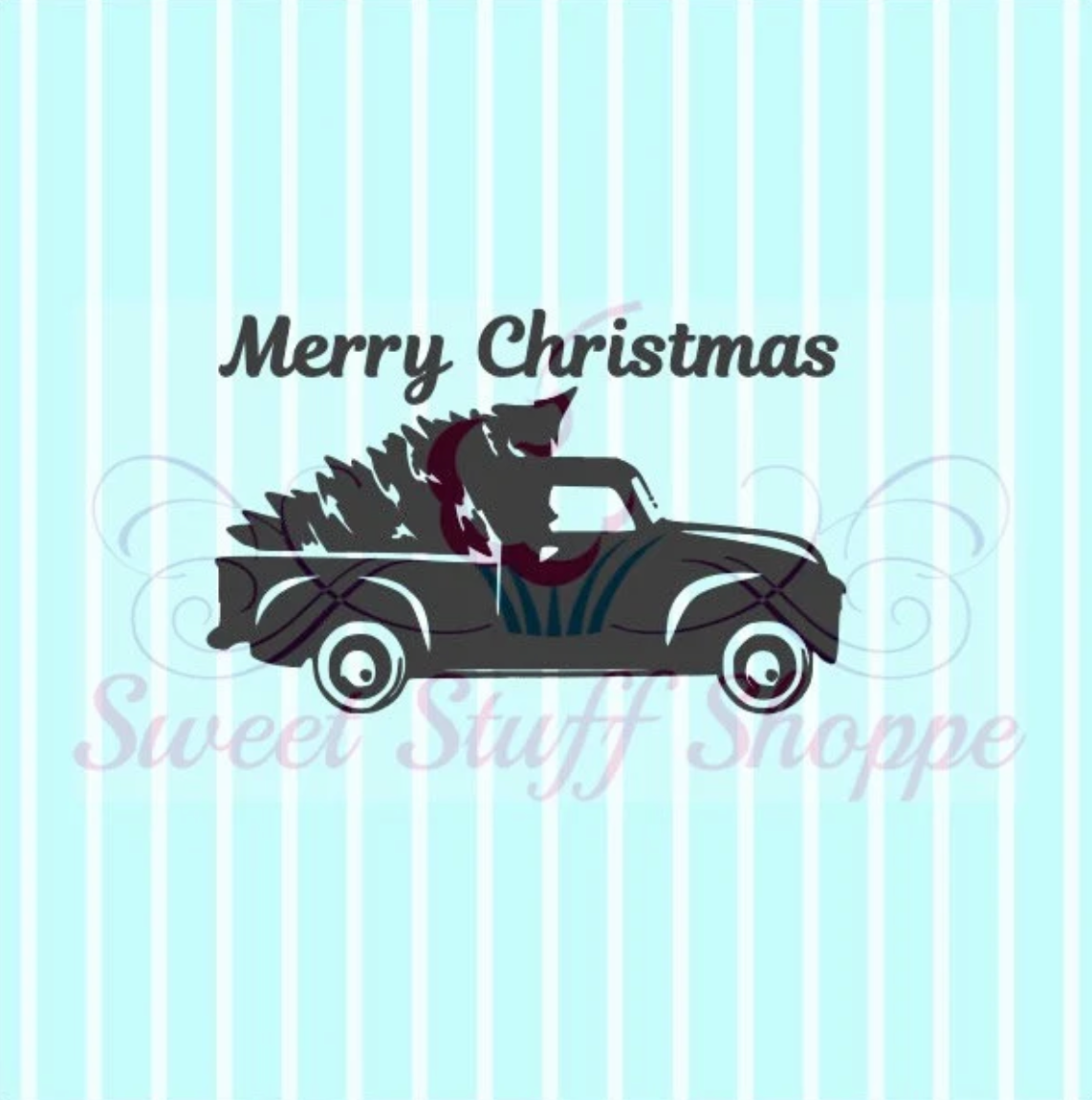 TRUCK WITH TREE Christmas- Cookie Silk Screen, Silk Screen Cookie Stencil, Mesh Stencil, Cookie Stencil, Custom Silk Screen