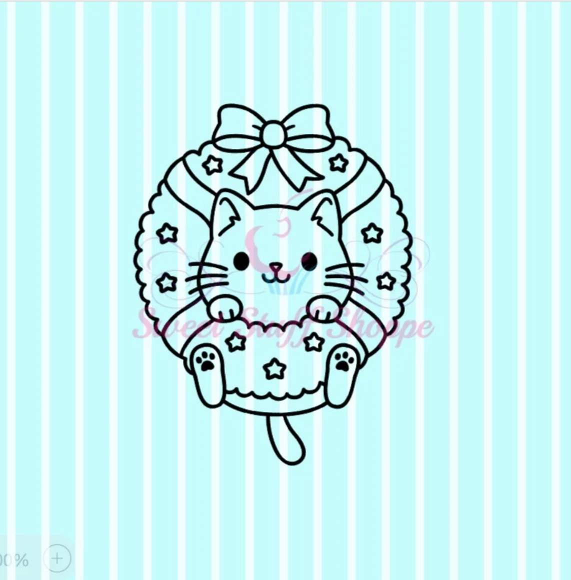CUTE CHRISTMAS Kitty PYO Silk Screen, Cookie Silk Screen, Silk Screen Cookie Stencil, Mesh Stencil, Cookie Stencil, Silk Screen