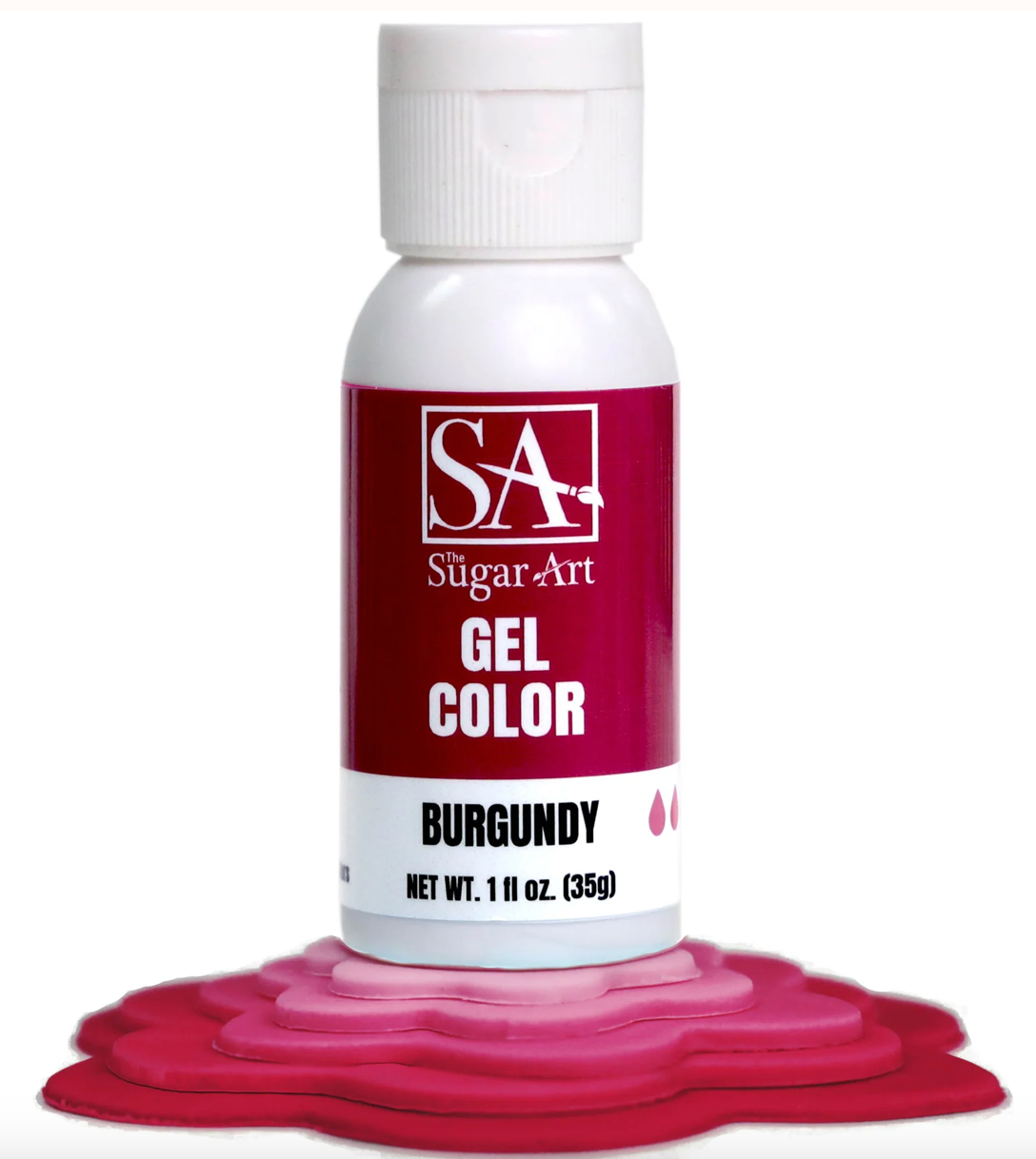 SUGAR ART - Gel Color - Burgundy - 1 Ounce Bottle