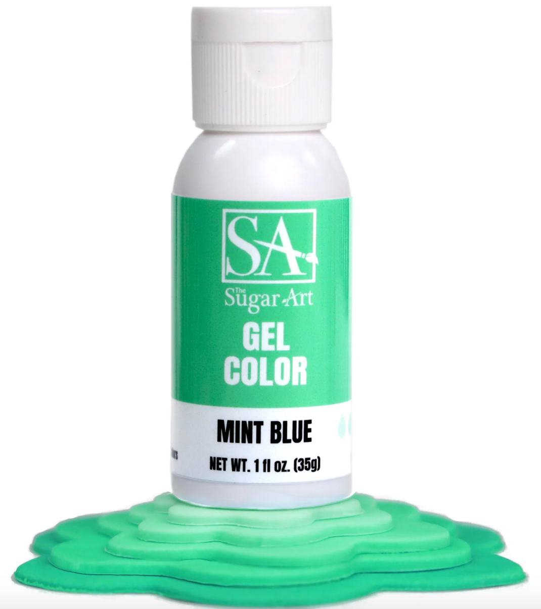 SUGAR ART Gel Color - Mint Blue - 1 Ounce Bottle