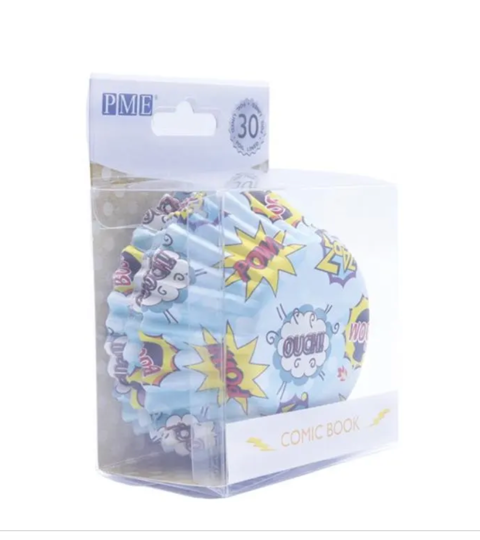 PME COMIC BOOK- Cupcake Liners - Standard - 30 Per Pack - Foil Lined