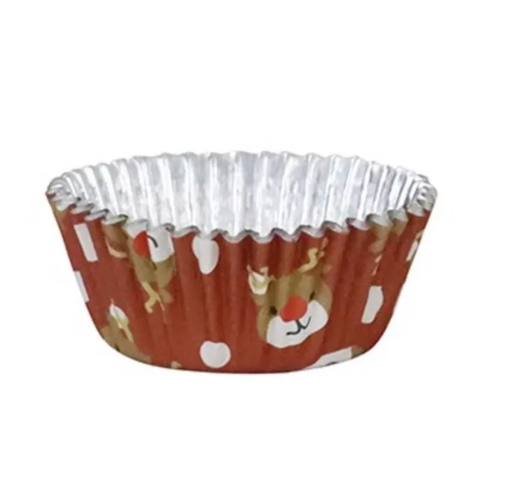 PME CHRISTMAS REINDEER - Cupcake Liners - Standard - 30 Per Pack - Foil Lined