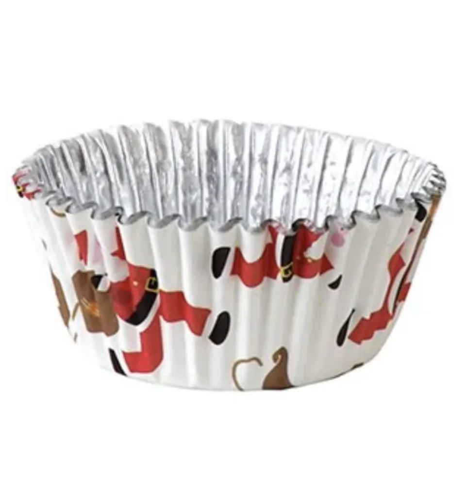 PME CHRISTMAS SANTA - Cupcake Liners - Standard - 30 Per Pack - Foil Lined