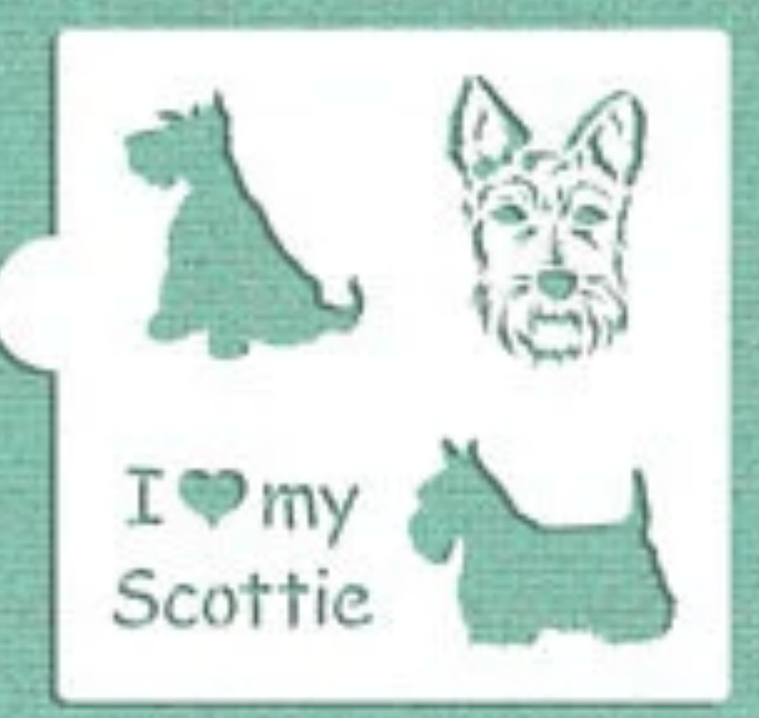 I LOVE MY SCOTTIE Cookie Stencil "Designer Stencils" 5" x 5"