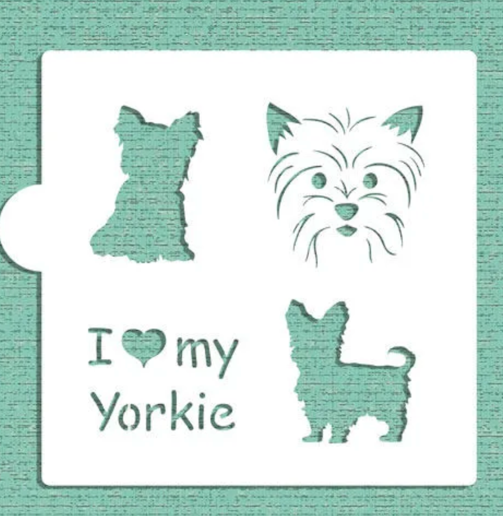 I LOVE MY YORKIE Cookie Stencil "Designer Stencils" 5" x 5"