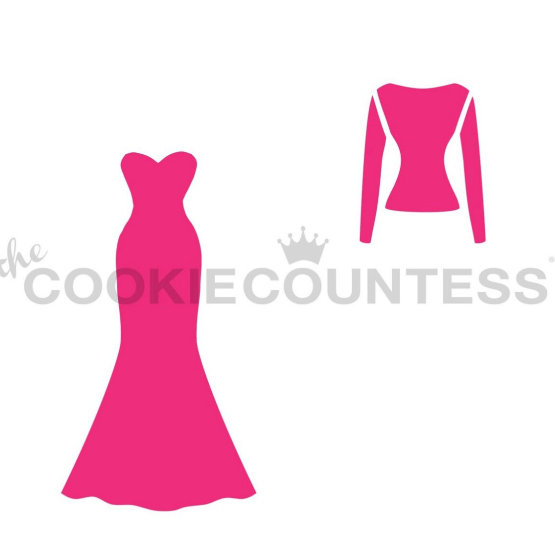 WEDDING DRESS MAKER, 3 Piece Set, Cookie Countess, Cookie Stencil/Cupcake Stencil