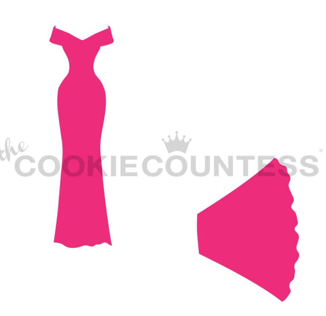 WEDDING DRESS MAKER, 3 Piece Set, Cookie Countess, Cookie Stencil/Cupcake Stencil