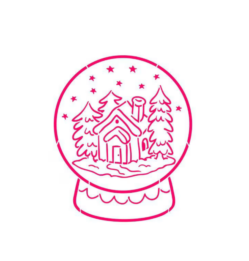 SNOWGLOBE SCENE PYO Cookie Countess, Cookie Stencil/Cupcake Stencil