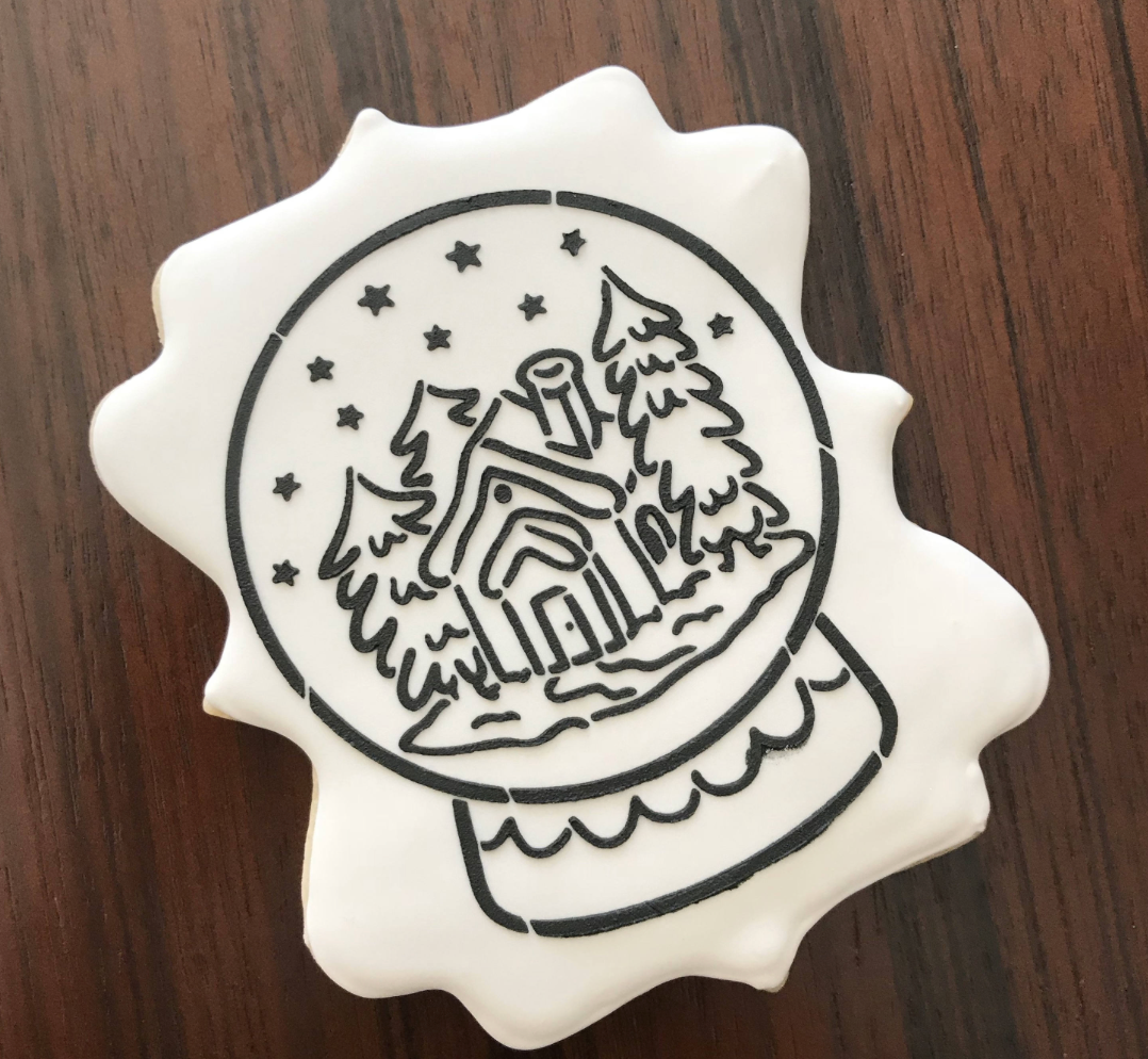 SNOWGLOBE SCENE PYO Cookie Countess, Cookie Stencil/Cupcake Stencil
