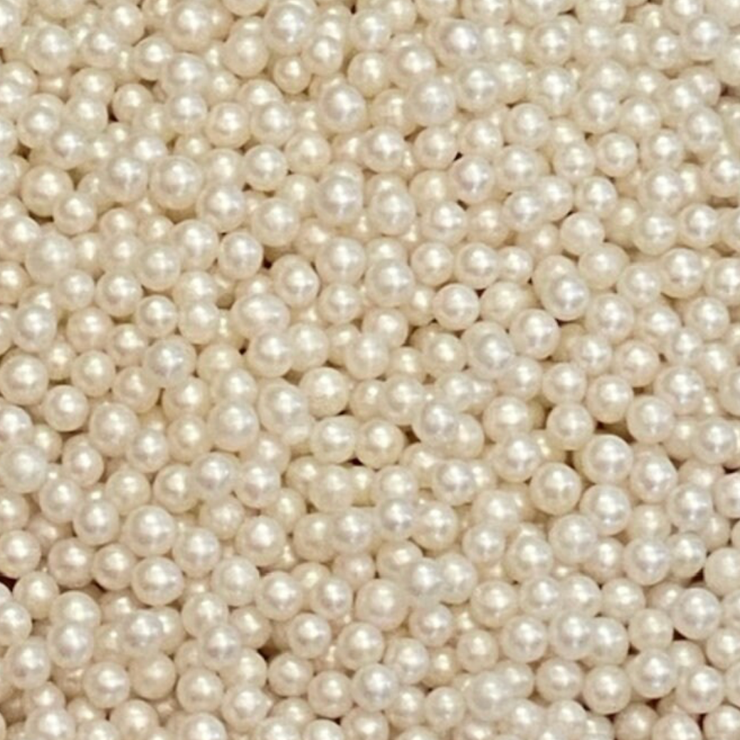 Ivory PEARL Candy Beads, Sprinkles, Ivory Candy Pearls, 4MM, 2 Ounce or 4 Ounce