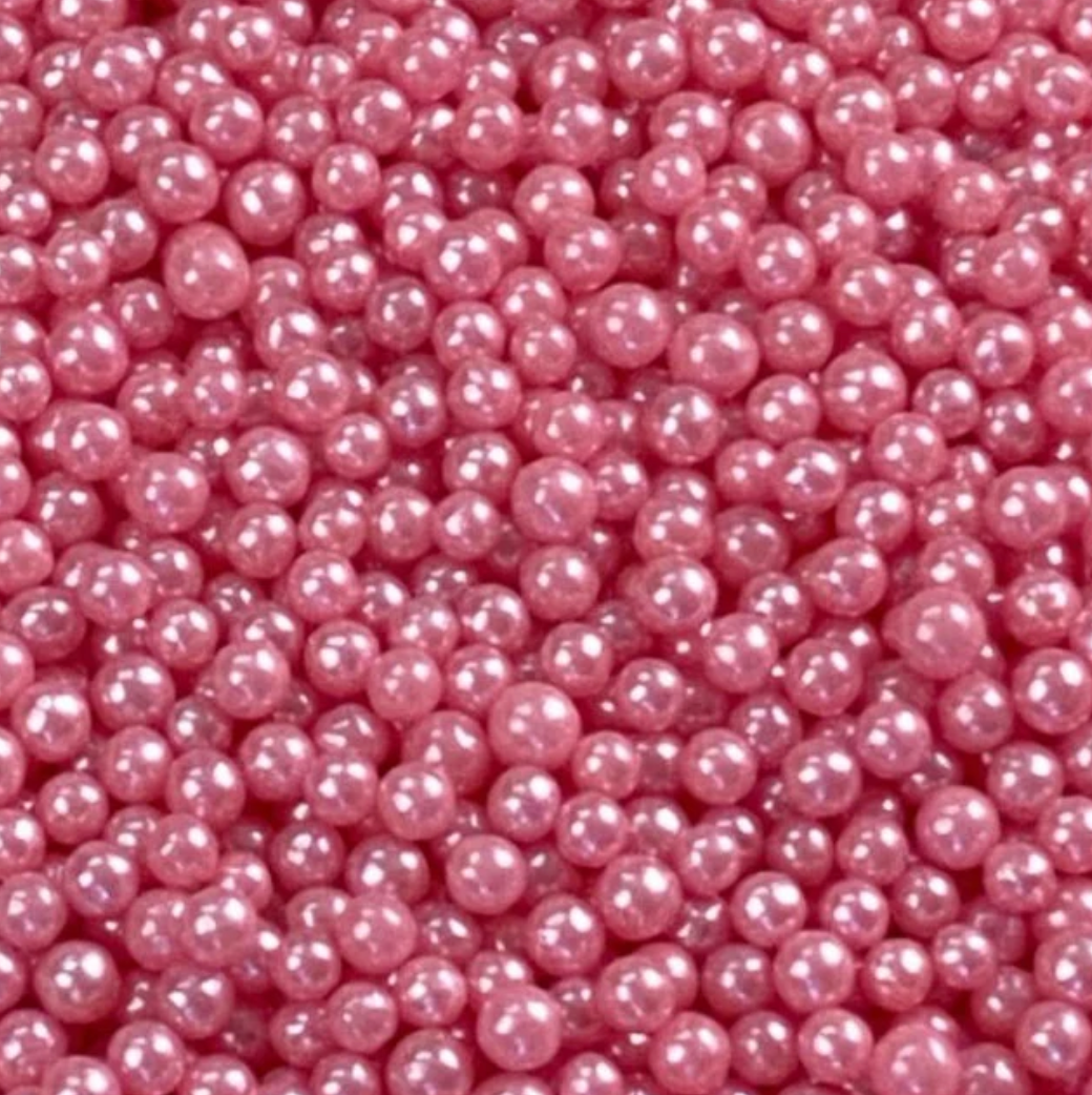 PEARL PINK Candy BEADS, Sprinkles , Pink, 4 Ounces or 2 Ounces, Candy Pearls, 4MM