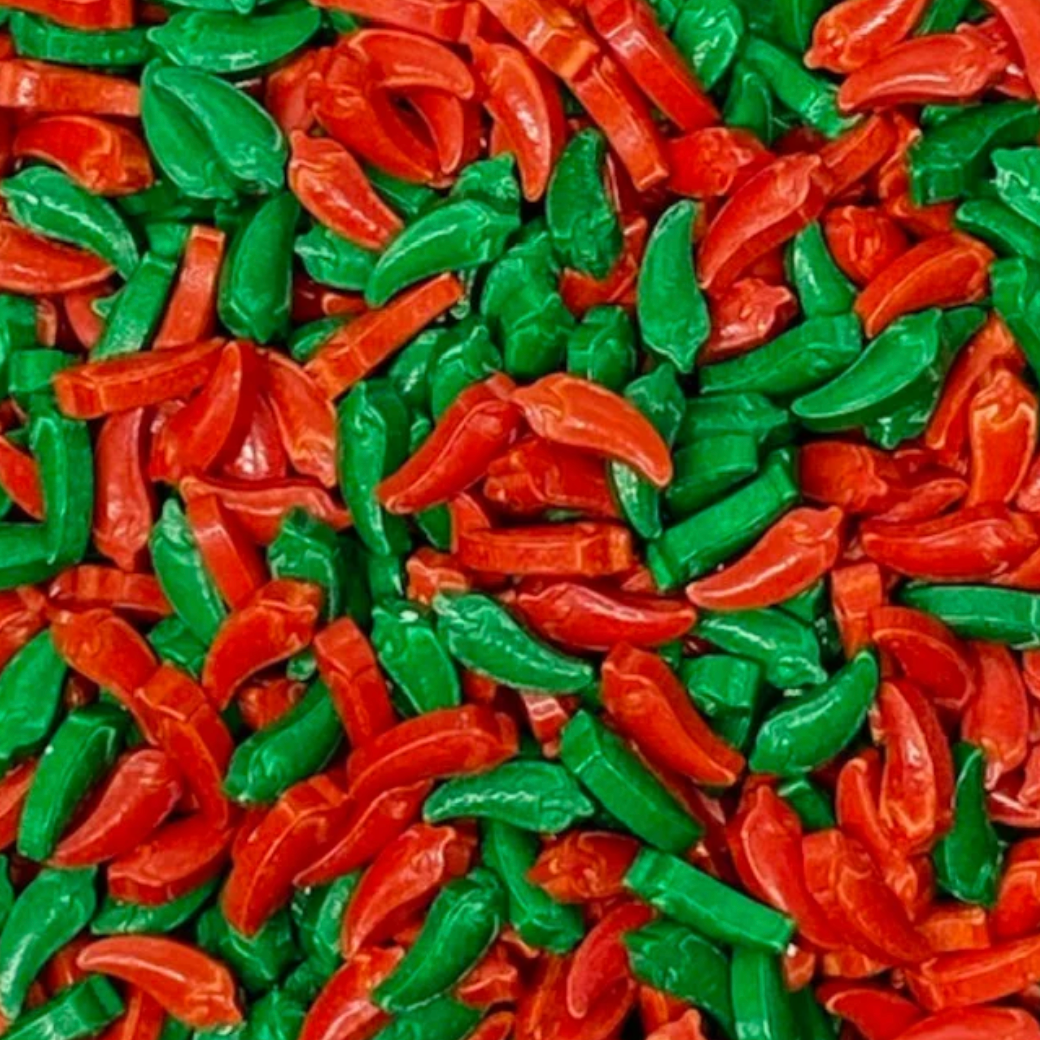 CHILI PEPPERS SPRINKLES, Green & Red Sprinkles, 4 Ounces or 2 Ounces, Sprinkles