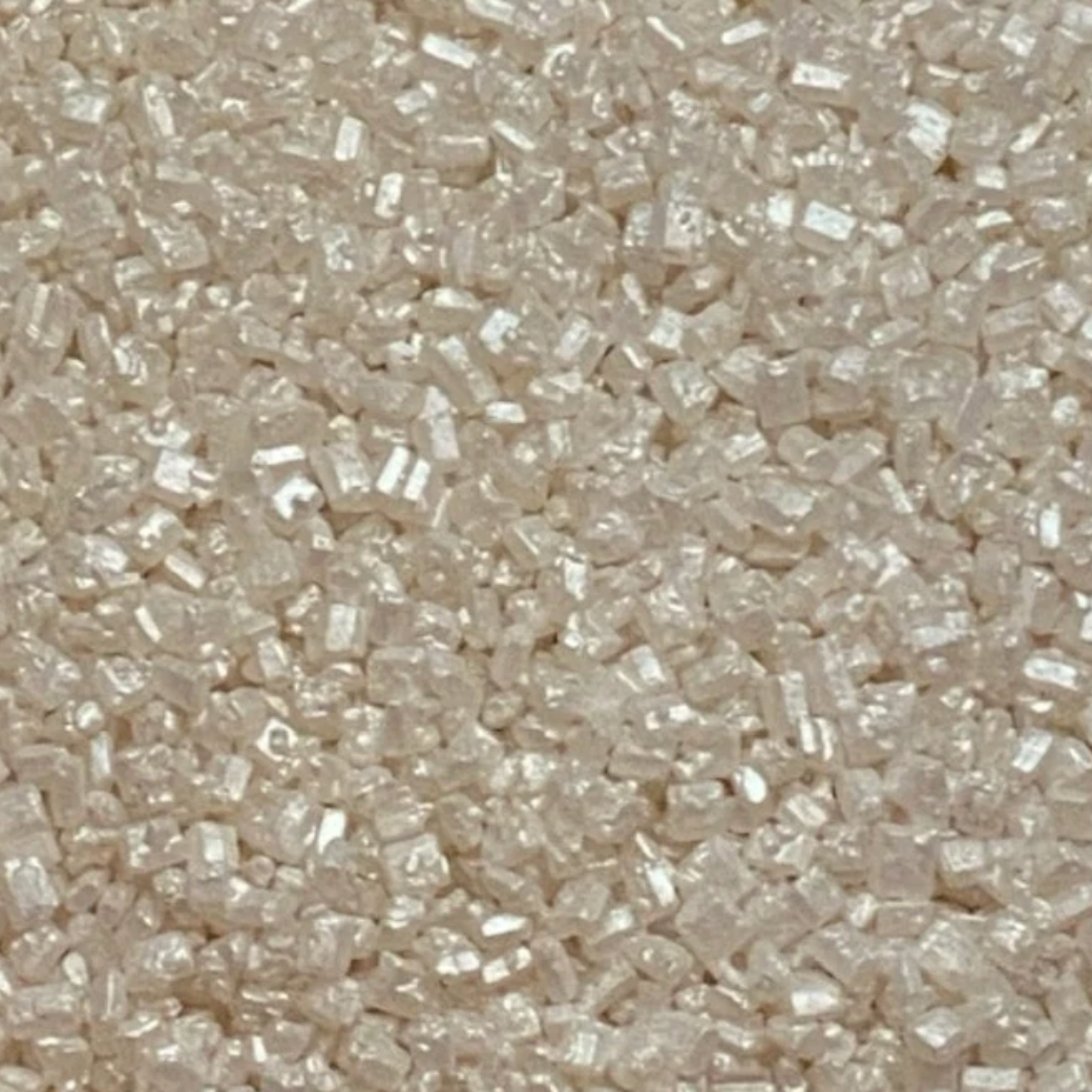Metallic Mini ROCK SUGAR – WHITE, Approx 2-2.5x size of sugar crystals, 2 Ounce or 4 Ounce