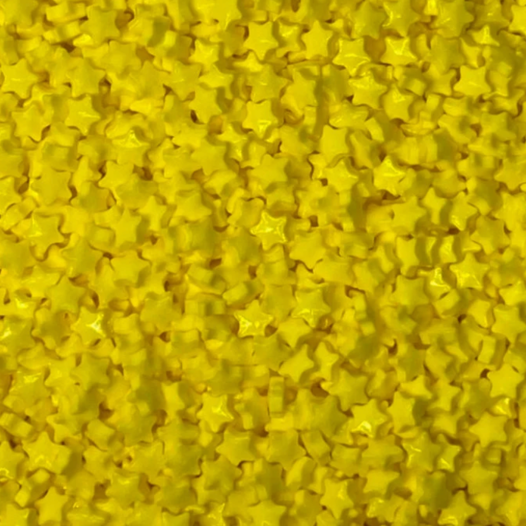 YELLOW STARS Sprinkles, White Sprinkles, 2 or 4 Ounces, Thick Sprinkles