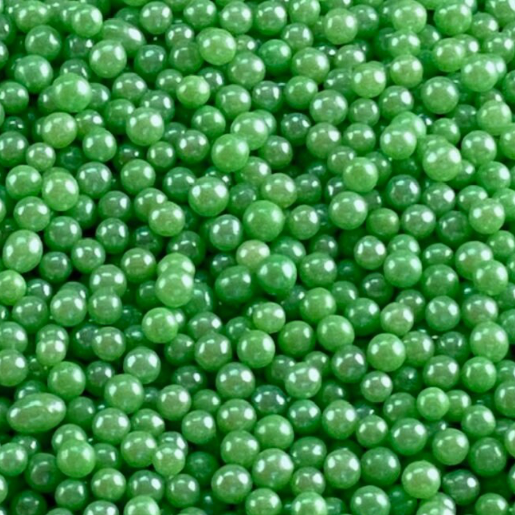 PEARL GREEN Candy BEADS, Sprinkles , Green, 4 Ounces, Candy Pearls, 4MM