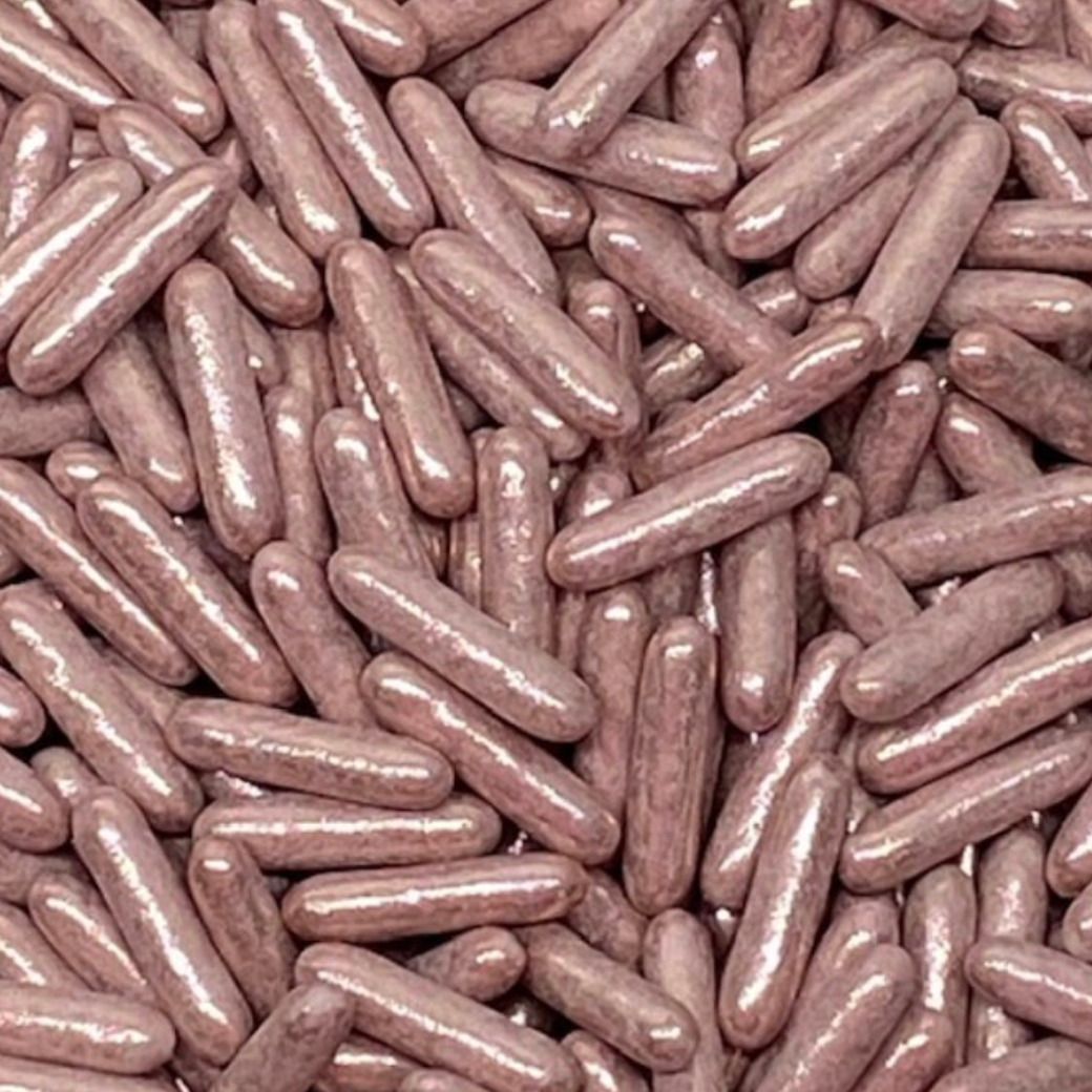 PEARLIZED ROSE GOLD Rods Sprinkles, Rose Gold Sprinkles, 2 or 4 Ounces, Thick Sprinkles