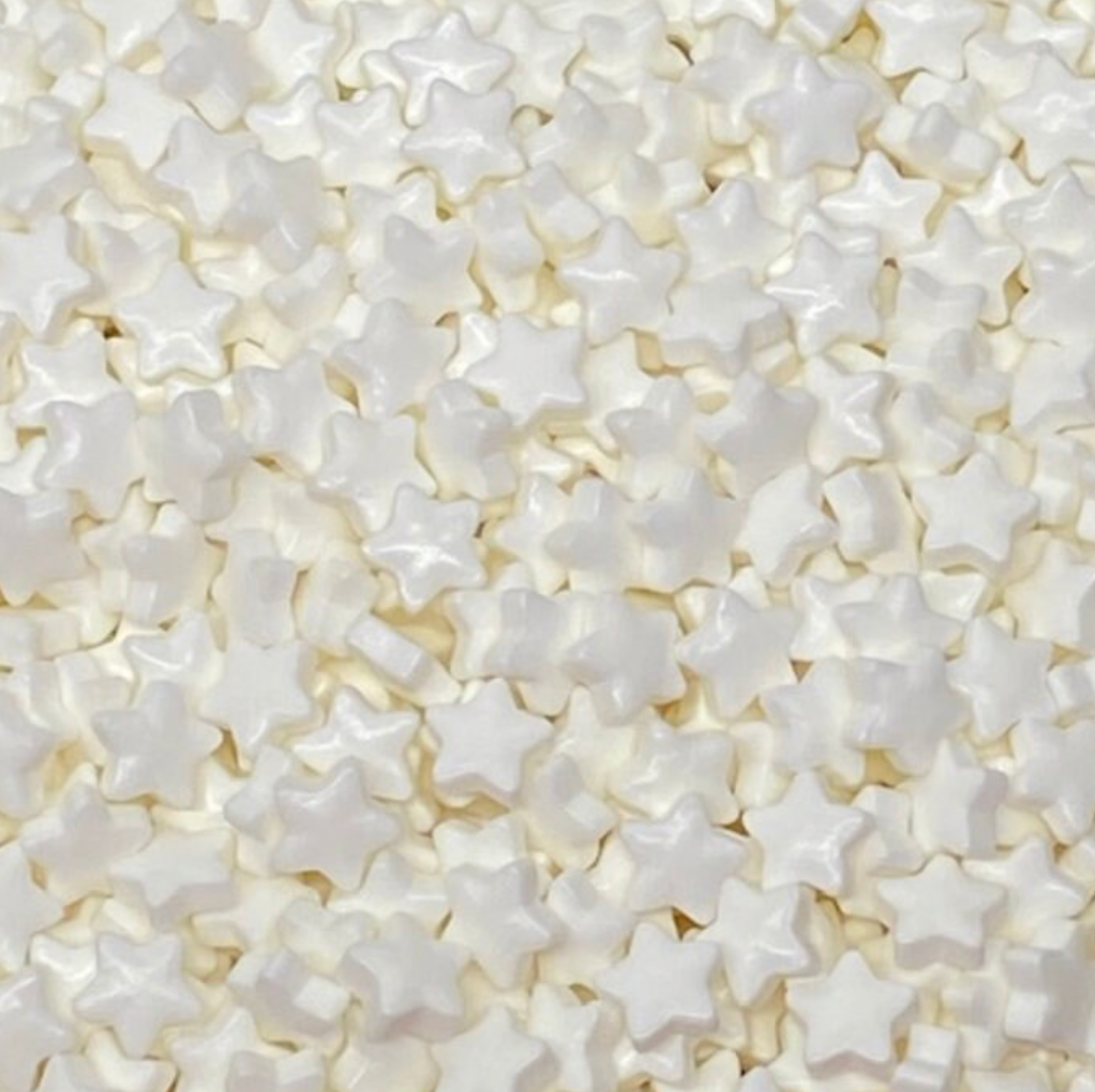 WHITE STARS Sprinkles, White Sprinkles, 2 or 4 Ounces, Thick Sprinkles