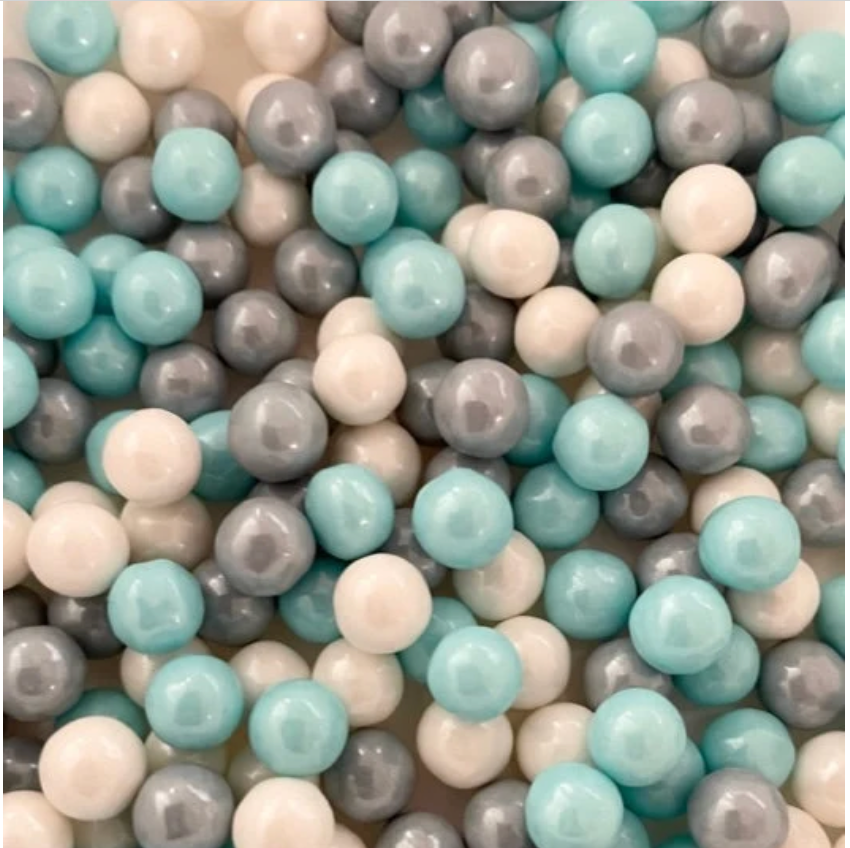 WHITE, GRAY, & BLUE Sugar Pearls, 7mm Beads, 2 or 4 Ounces