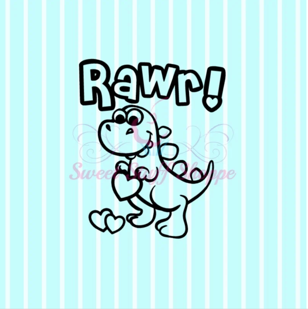 DINO LOVE PYO, Silk Screen, Matching Cutter Available, Cookie Silk Screen, Silk Screen Cookie Stencil, Cookie Stencil, Custom Silk Screen