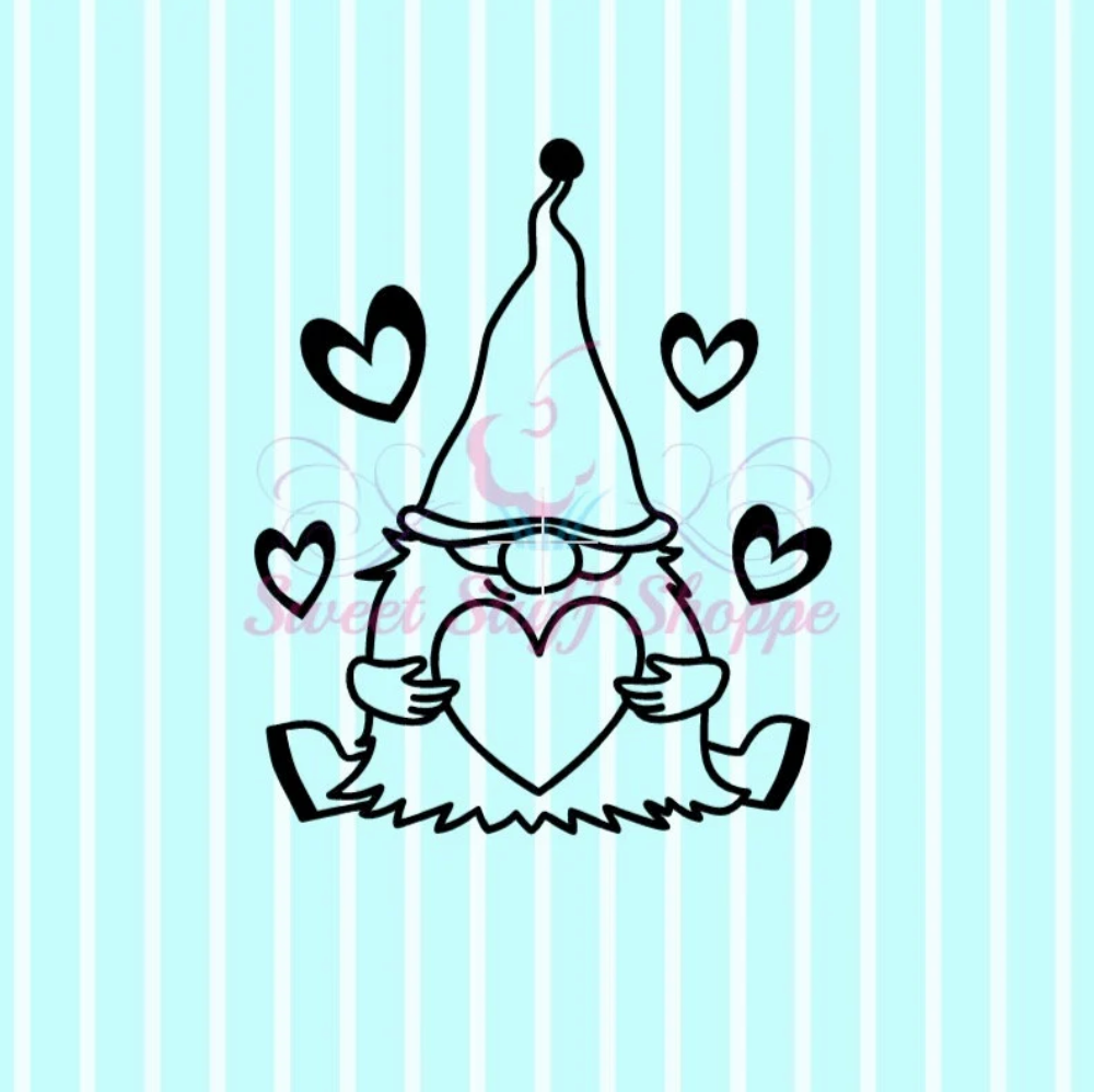 VALENTINE GNOME PYO, Silk Screen, Cookie Silk Screen, Custom Silk Screen, Cookie Stencil, Mesh Stencil, Cookie Stencil