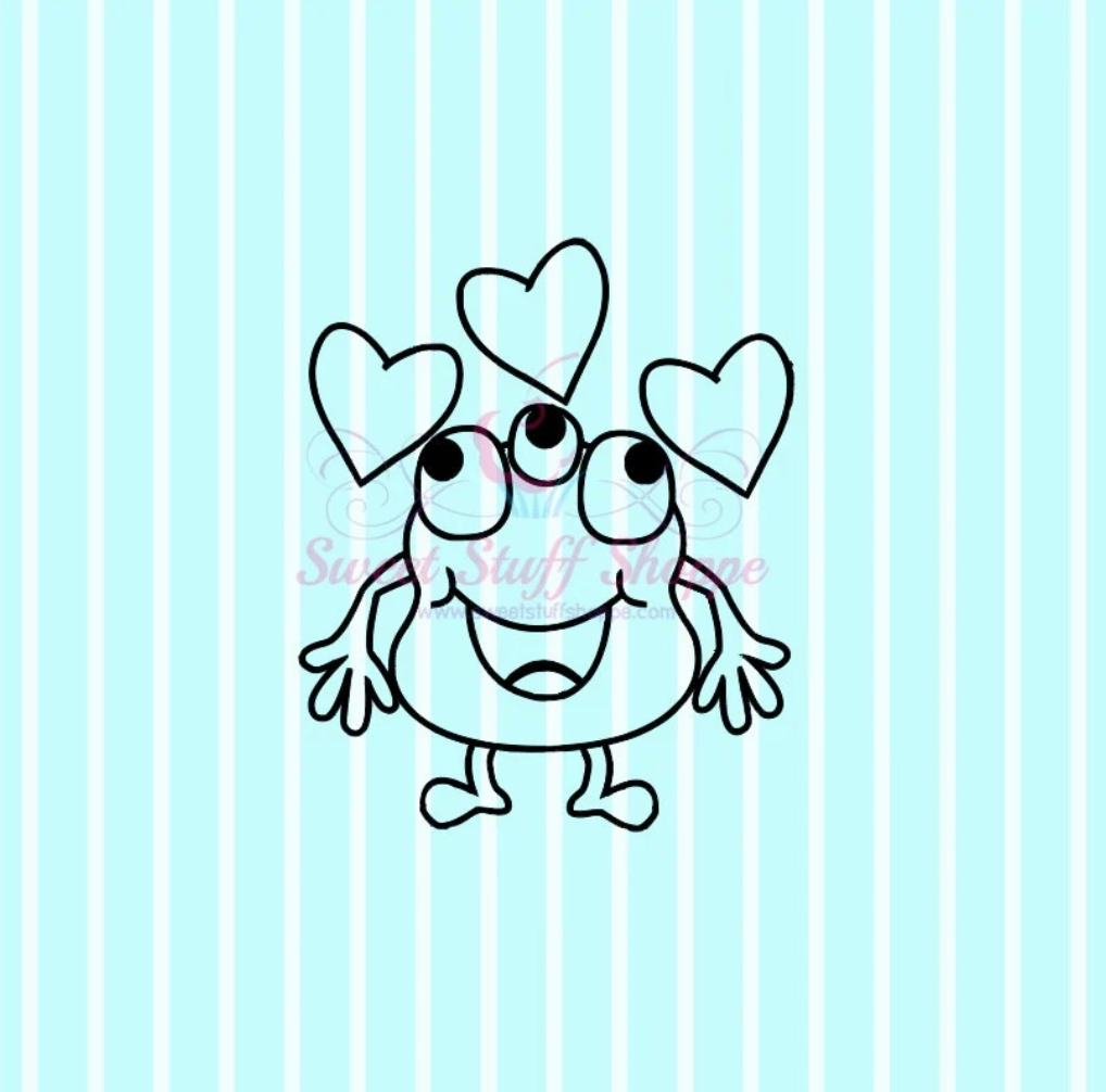 VALENTINE MONSTER PYO, Silk Screen, Cutter Available, Cookie Silk Screen, Cookie Stencil, Mesh Stencil, Custom Silk Screen