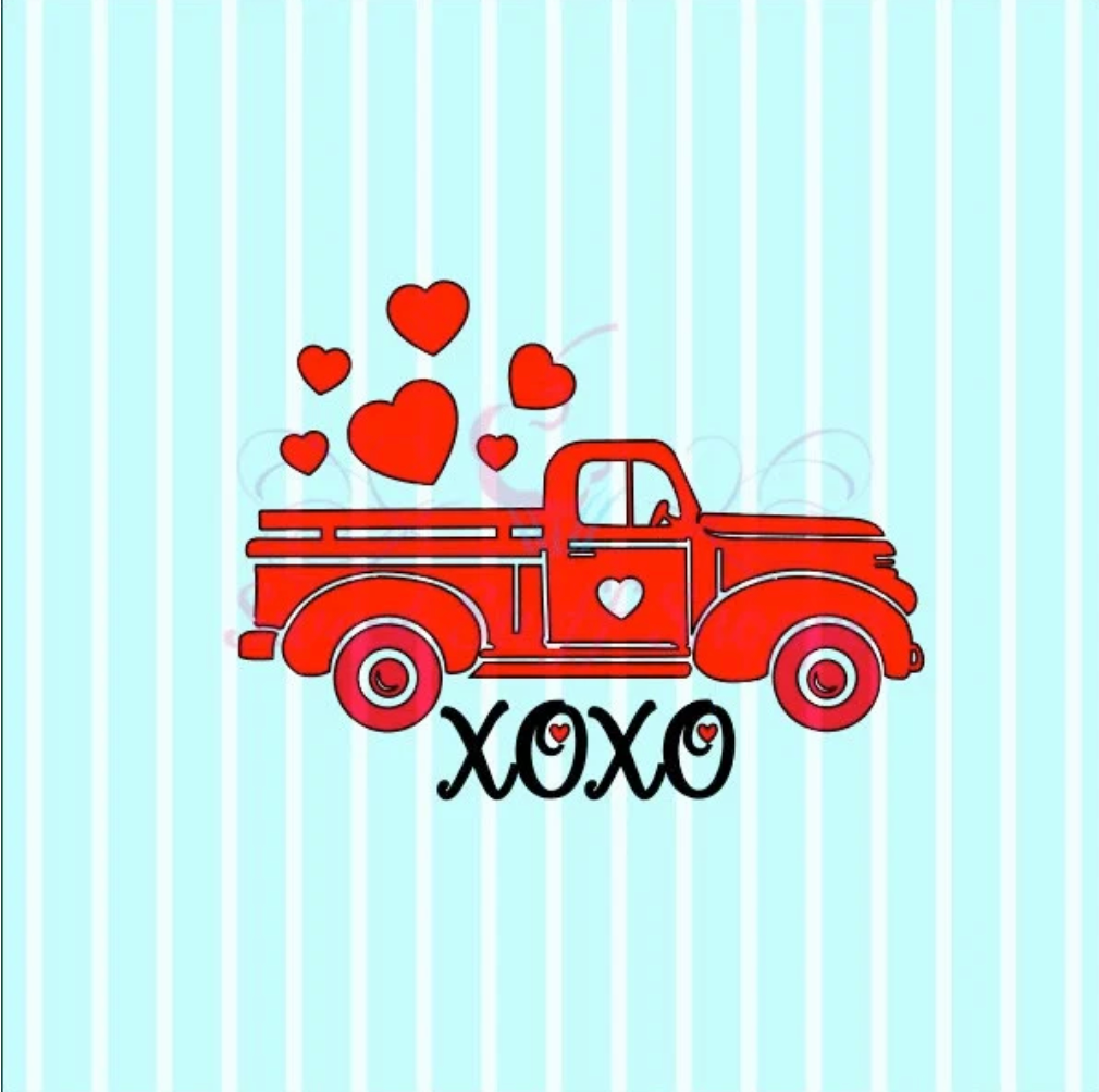 VALENTINE'S TRUCK XOXO, Cookie Silk Screen, Silk Screen Cookie Stencil, Mesh Stencil, Cookie Stencil, Custom Silk Screen