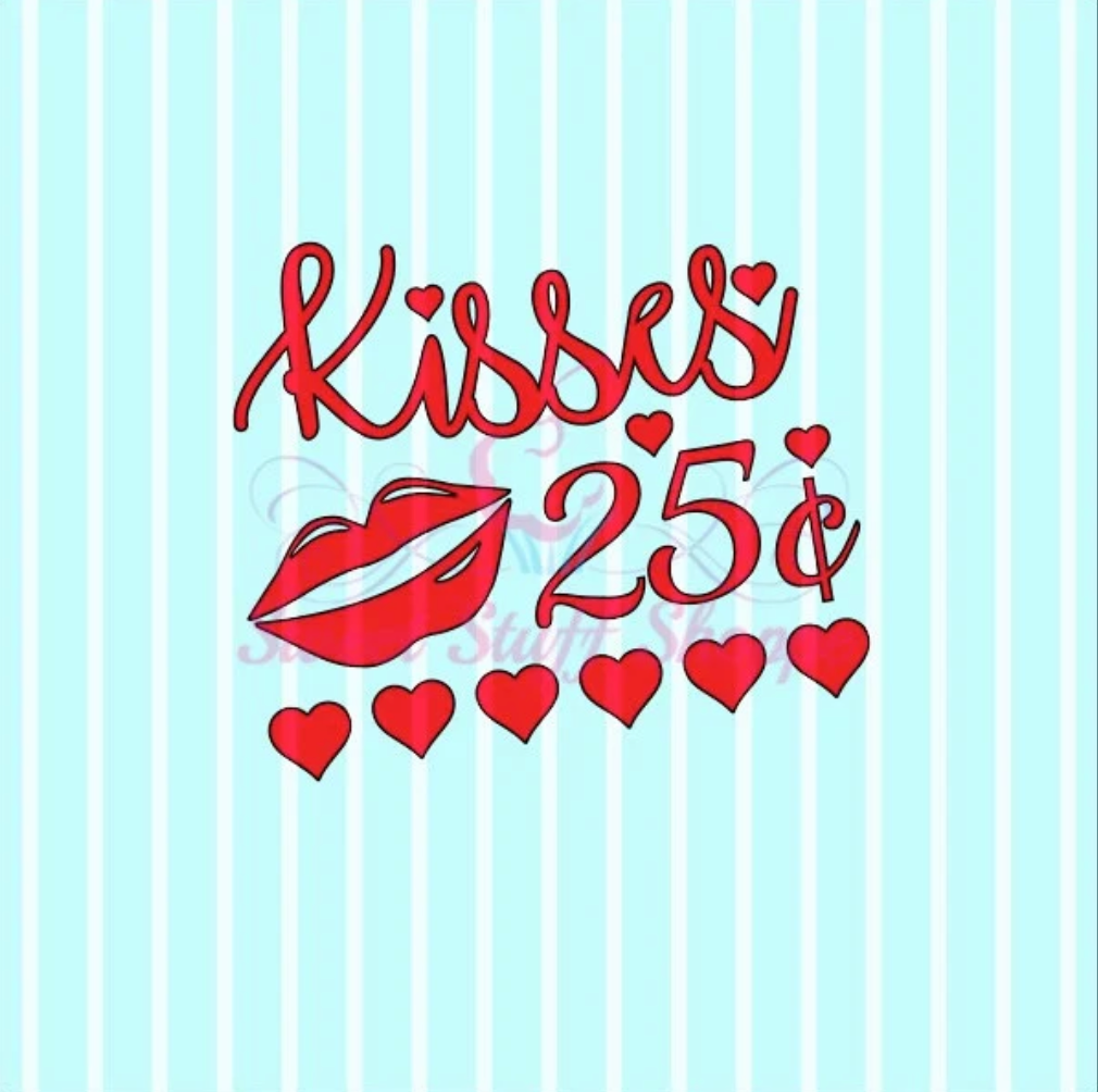 KISSES 25 CENTS, Silk Screen, Cookie Silk Screen, Silk Screen Cookie Stencil, Mesh Stencil, Cookie Stencil, Custom Silk Screen