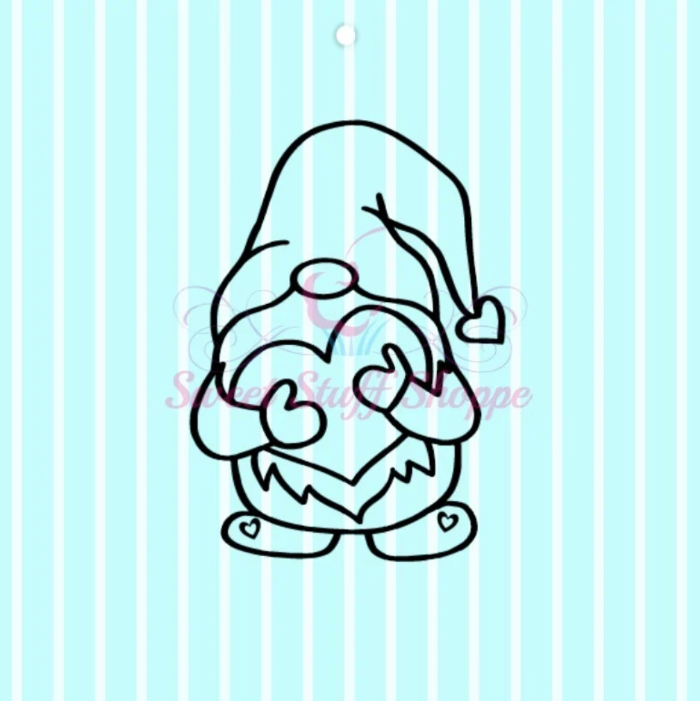 VALENTINE Gnome, PYO Silk Screen, Cutter Available, Cookie Silk Screen, Silk Screen Cookie Stencil, Cookie Stencil, Custom Silk Screen