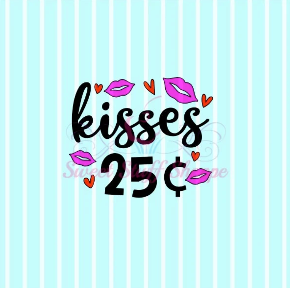 KISSES 25 CENTS, Silk Screen, Cookie Silk Screen, Silk Screen Cookie Stencil, Mesh Stencil, Cookie Stencil, Custom Silk Screen