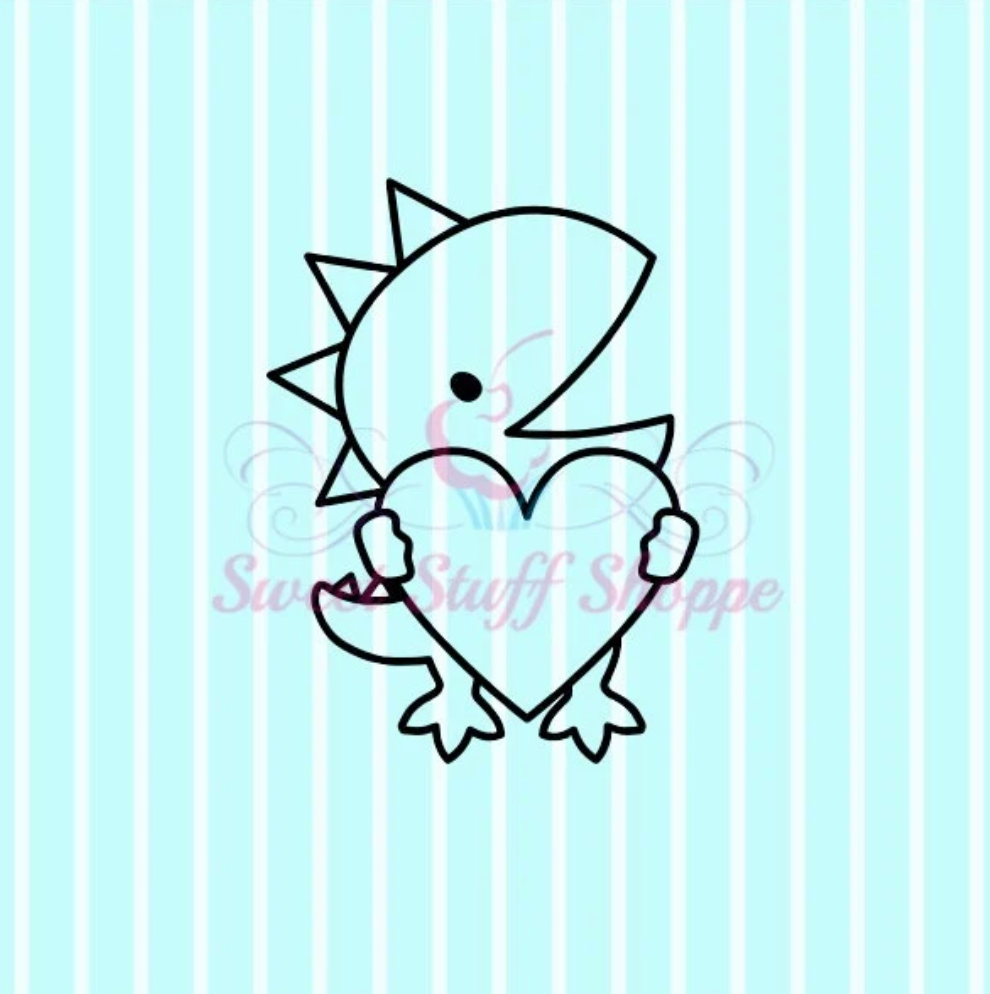 VALENTINE DINO PYO, Matching Cutter Available, Silk Screen, Cookie Silk Screen, Silk Screen Cookie Stencil, Cookie Stencil,