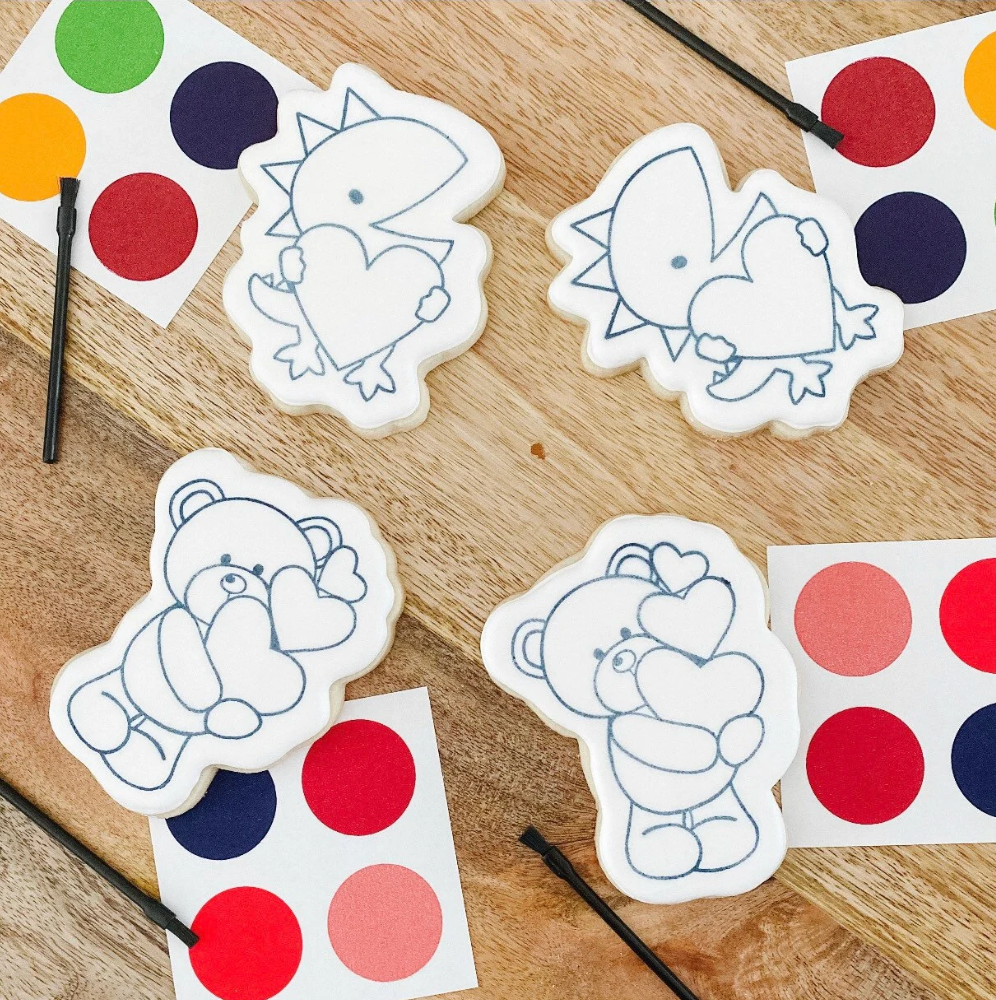 VALENTINE DINO PYO, Matching Cutter Available, Silk Screen, Cookie Silk Screen, Silk Screen Cookie Stencil, Cookie Stencil,