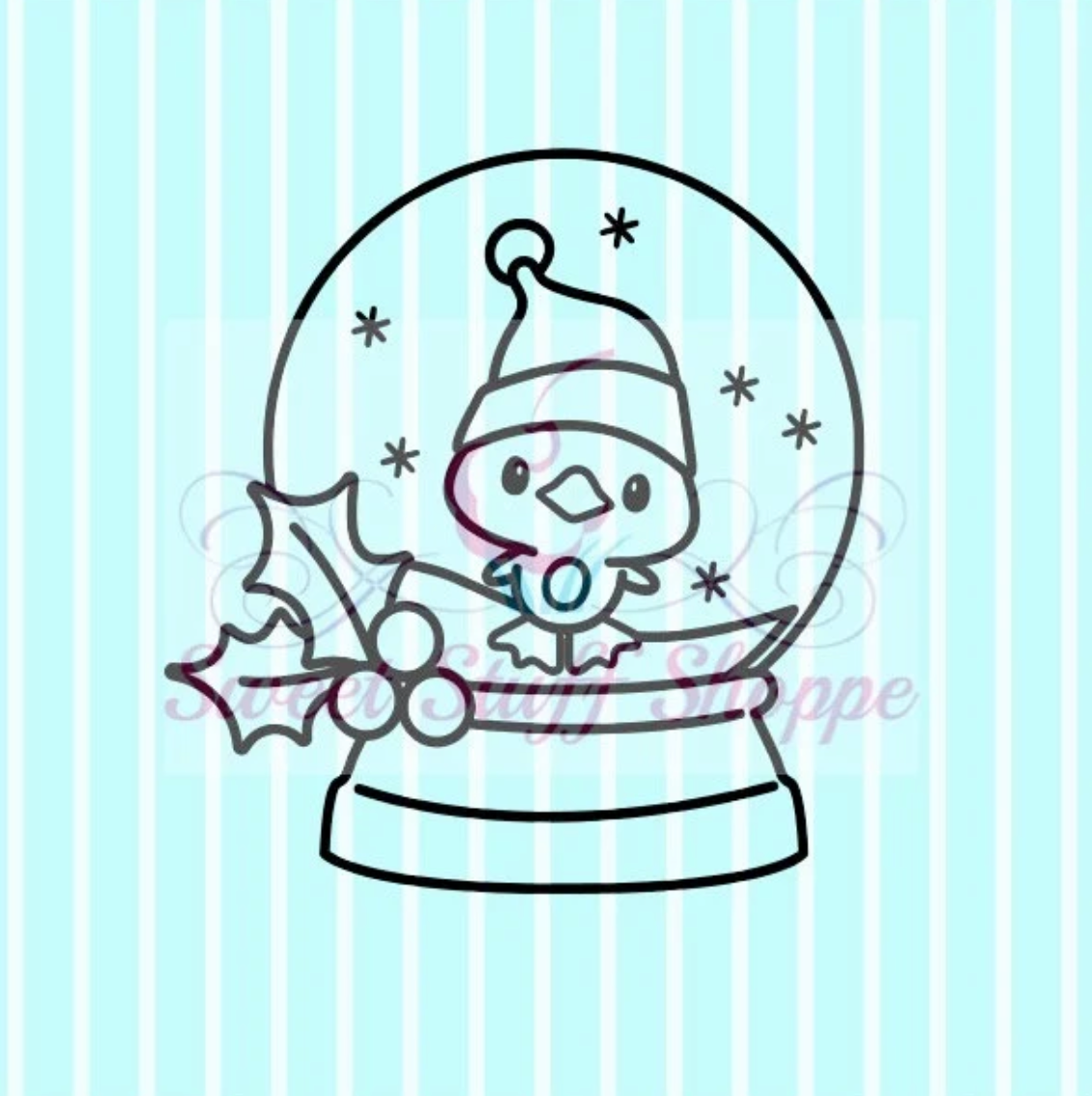 PENGUIN SNOW Globe PYO Silk Screen,  Cookie Silk Screen, Silk Screen Cookie Stencil, Mesh Stencil, Cookie Stencil, Custom Silk Screen