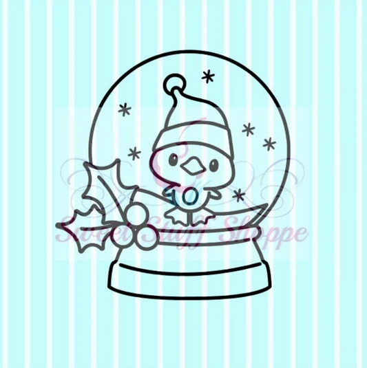 PENGUIN SNOW Globe PYO Silk Screen,  Cookie Silk Screen, Silk Screen Cookie Stencil, Mesh Stencil, Cookie Stencil, Custom Silk Screen