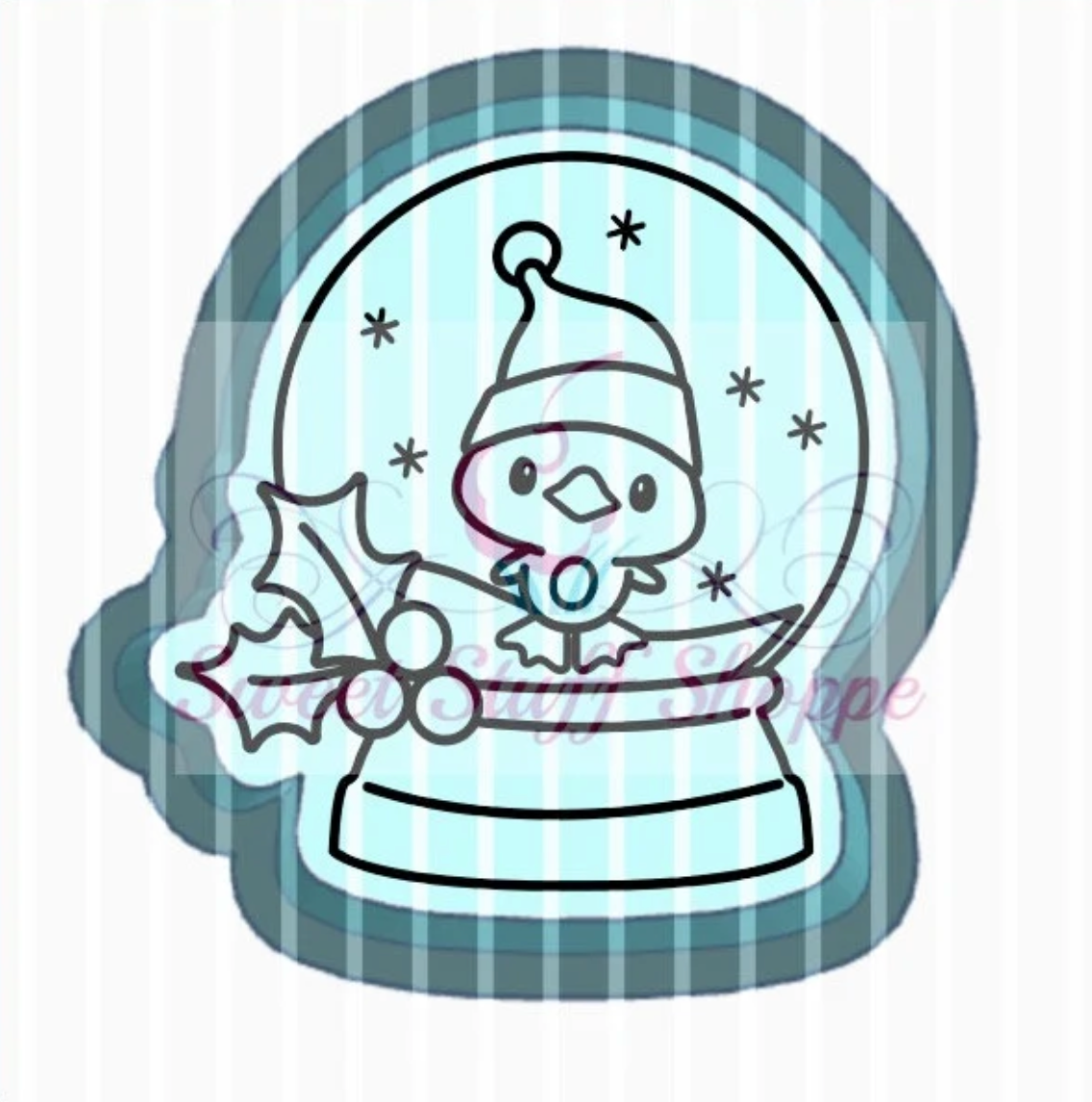 PENGUIN SNOW Globe PYO Silk Screen,  Cookie Silk Screen, Silk Screen Cookie Stencil, Mesh Stencil, Cookie Stencil, Custom Silk Screen