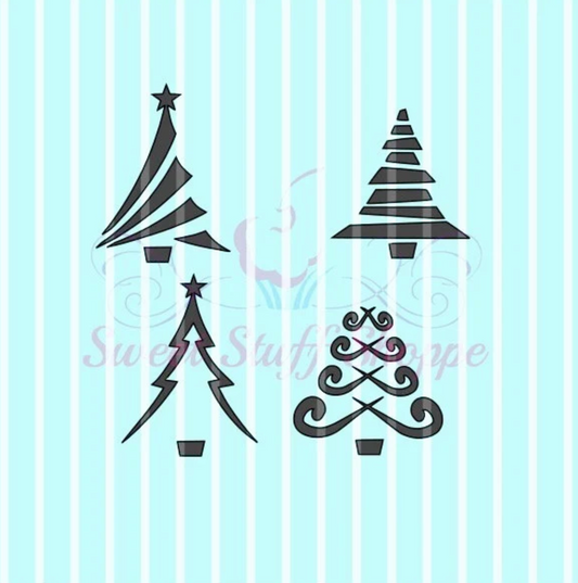 TREE 4 DESIGNS, Cookie Silk Screen, Silk Screen Cookie Stencil, Mesh Stencil, Cookie Stencil, Custom Silk Screen