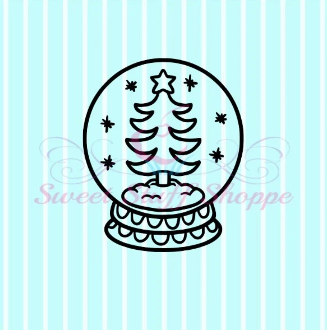 SNOW GLOBE PYO,  Silk Screen,  Stuff Shoppe, Silk Screen Cookie Stencil, Mesh Stencil, Cookie Stencil, Custom Silk Screen