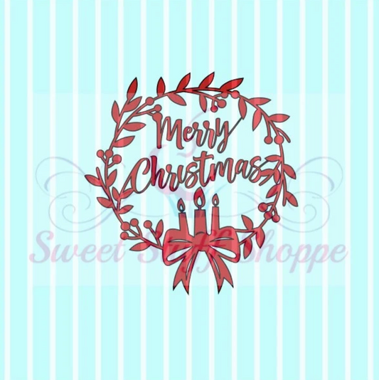 MERRY CHRISTMAS WREATH, Custom Cookie Silk Screen, Cookie Silk Screen, Silk Screen Cookie Stencil, Mesh Stencil, Cookie Stencil