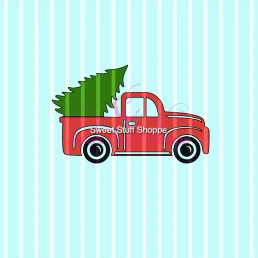 TRUCK WITH TREE, Cookie Silk Screen, Silk Screen Cookie Stencil, Mesh Stencil, Cookie Stencil, Custom Silk Screen