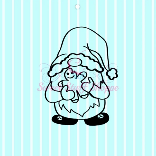 GINGERBREAD Gnome, PYO Silk Screen,  Cookie Silk Screen, Silk Screen Cookie Stencil, Mesh Stencil, Cookie Stencil, Custom Silk Screen