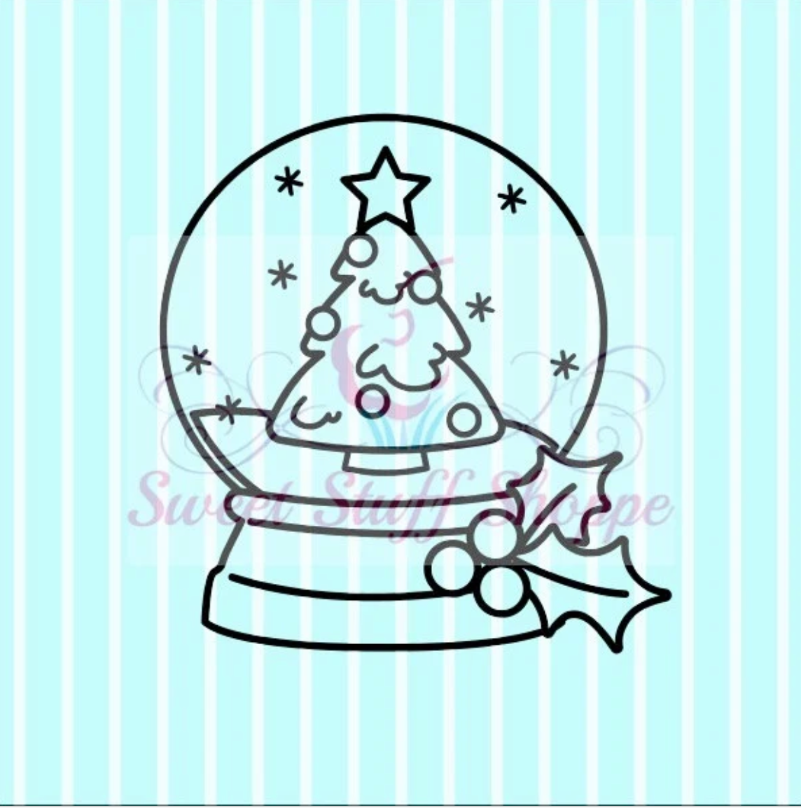 TREE SNOW Globe PYO Silk Screen,  Cookie Silk Screen, Silk Screen Cookie Stencil, Mesh Stencil, Cookie Stencil, Custom Silk Screen