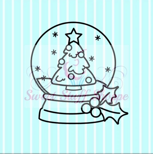 TREE SNOW Globe PYO Silk Screen,  Cookie Silk Screen, Silk Screen Cookie Stencil, Mesh Stencil, Cookie Stencil, Custom Silk Screen