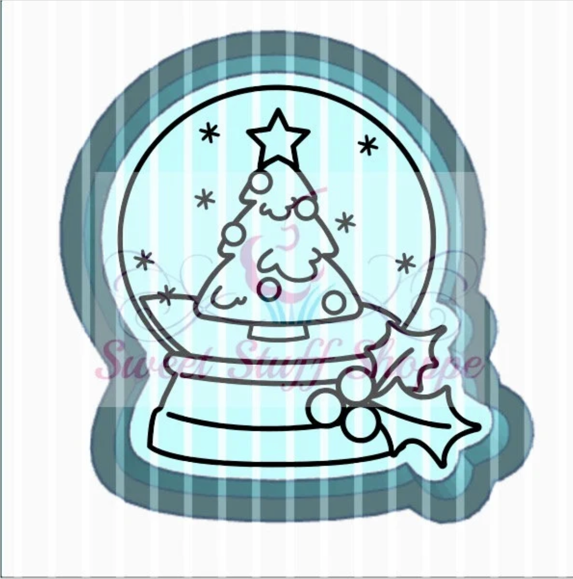 TREE SNOW Globe PYO Silk Screen,  Cookie Silk Screen, Silk Screen Cookie Stencil, Mesh Stencil, Cookie Stencil, Custom Silk Screen