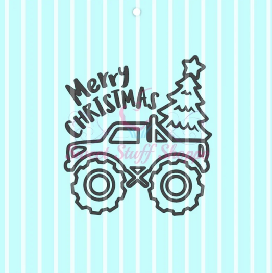 TRUCK W/Tree, PYO Silk Screen, Cookie Silk Screen, Silk Screen Cookie Stencil, Mesh Stencil, Cookie Stencil, Silk Screen