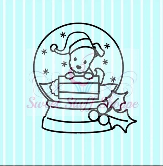 PUPPY SNOW Globe PYO Silk Screen,  Cookie Silk Screen, Silk Screen Cookie Stencil, Mesh Stencil, Cookie Stencil, Custom Silk Screen