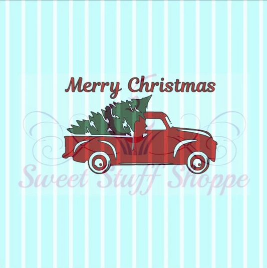 TRUCK WITH TREE Christmas-  Cookie Silk Screen, Silk Screen Cookie Stencil, Mesh Stencil, Cookie Stencil, Custom Silk Screen